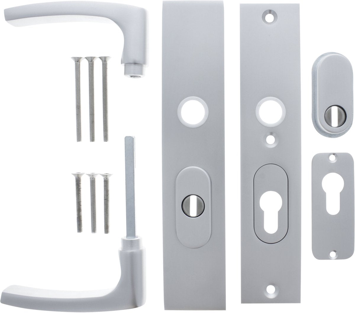 Starx deurkruk op schild - aluminium f1 - aluminium - - deurklink op skg*** met kerntrekbeveiliging 195x50mm pc55 72 aluminium f1
