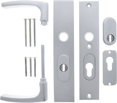 Starx deurkruk op schild - aluminium f1 - aluminium - - deurklink op skg*** met kerntrekbeveiliging 195x50mm pc55 72 aluminium f1