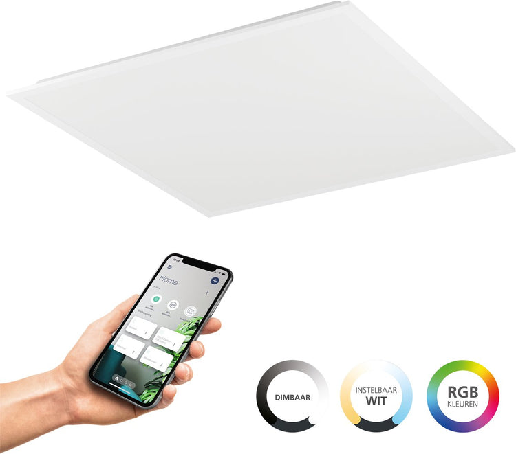 Eglo connect.z moradillo smart led paneel - 59.5 x 59.5 cm - wit - instelbaar rgb wit licht - dimbaar - zigbee