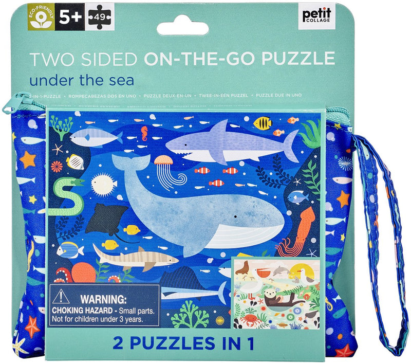Petit collage wild wolf dubbelzijdige puzzel in etui met rits | dieren in zee | vanaf 3 jaar