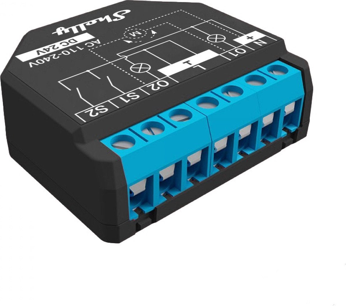 Shelly plus 2pm schakel-meetactor wifi, bluetooth