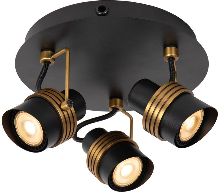 Lucide tundran - plafondspot (plafondlamp) - ø 21 cm - 3xgu10 - zwart