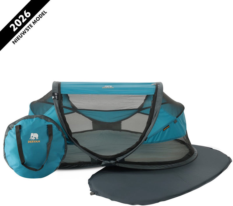 Deryan baby luxe campingbedje – inclusief zelfopblaasbare matras - ocean