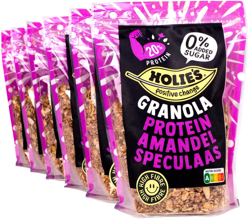 Holie's granola protein amandel speculaas 6x 350gr - ontbijtgranen - suikervrij - gezond - vegan