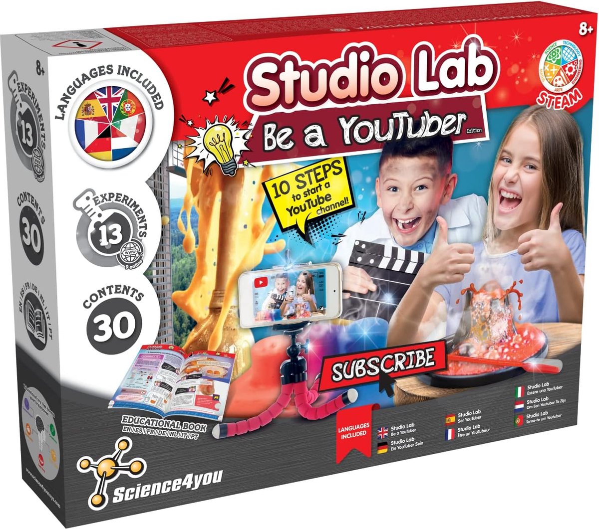 Science 4 you science4you be a youtuber – experimenteerdoos wetenschap – 13 virale experimenten met camera green screen – vanaf 8 jaar