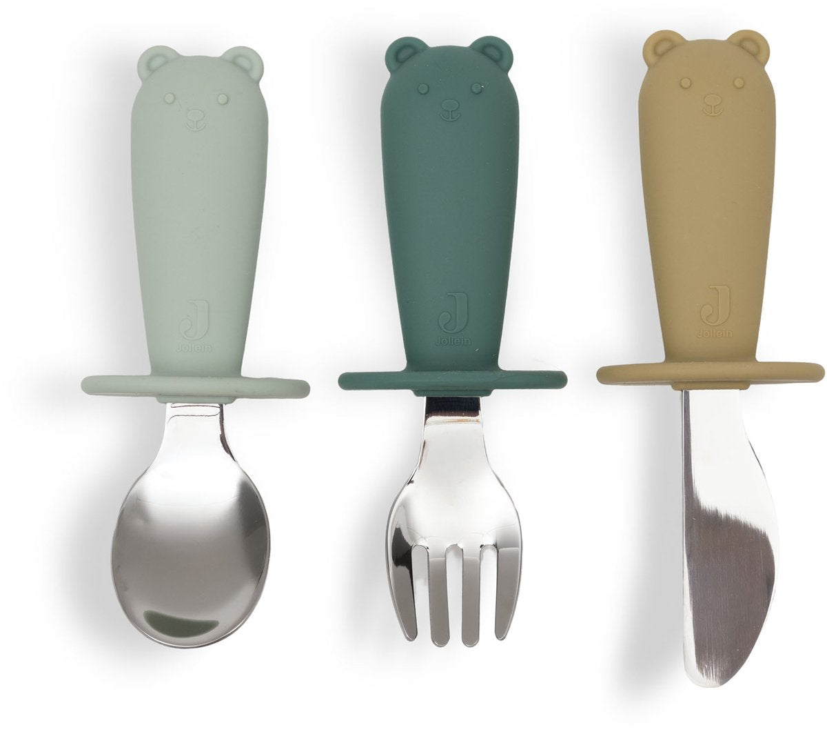 Jollein baby bestek set - siliconen kinderbestek - jade shades