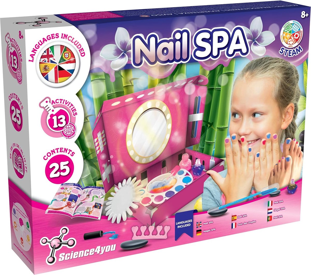 Science 4 you science4you nail spa - experimenteerset - manicure en nagel studio voor kinderen - 25 onderdelen - 13 mogelijkheden - 8 jaar +