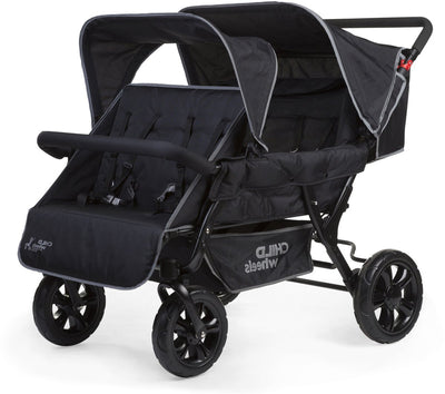 Childhome two by two wandelwagen buggy - 4 zits - kinderwagen incl. regenhoes en zonnekap - 120x85x103cm