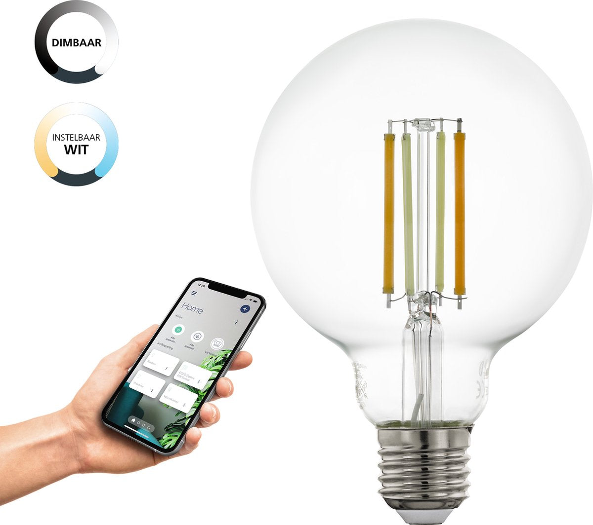 Eglo connect.z smart led lamp - e27 - ø 9,5 cm - instelbaar wit licht - dimbaar - zigbee