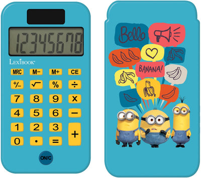 Lexibook minions 8 digits pocket rekenmachine met bescherming hoes