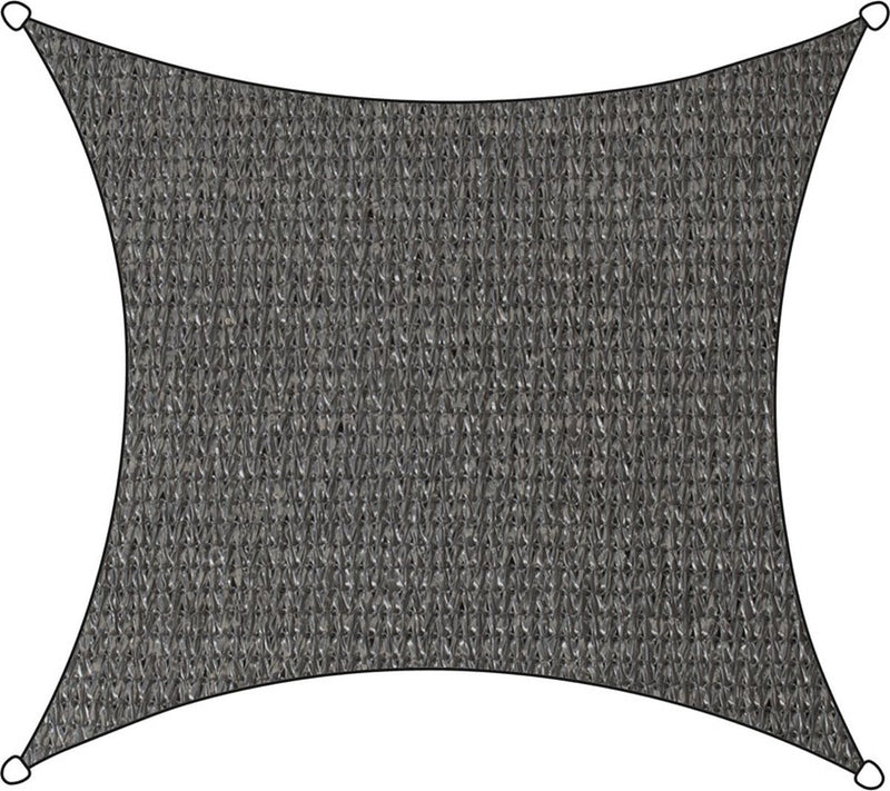 Livin' outdoor livn schaduwdoek iseo hdpe vierkant 5m antraciet - wind- en waterdoorlatend - dikte doek: 185 gr m2 - inclusief bevestigingskoord en rvs bevestigingsringen