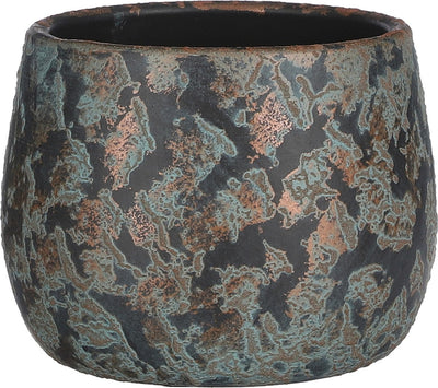 Mica decorations bloempot schaal - keramiek - kamerplanten - koper - d16 x h13 cm