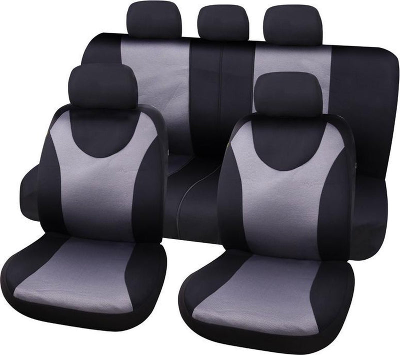 Carpoint stoelhoesset london 9-delig zwart grijs