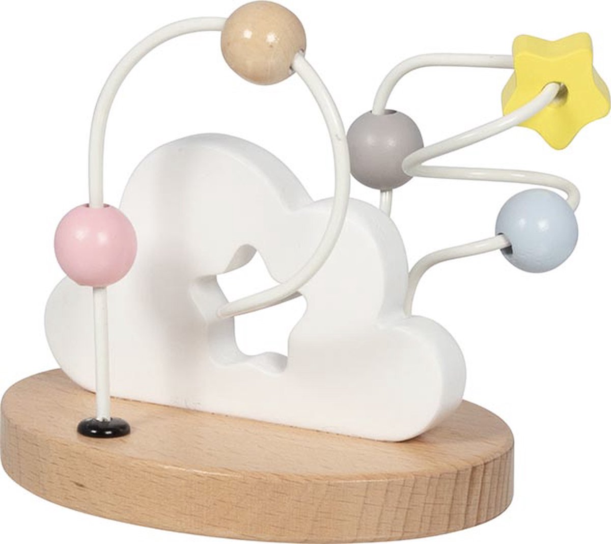 Goki kralenstructuur: wolk en ster 12x10,5x10,5cm, hout en metaal, 1+