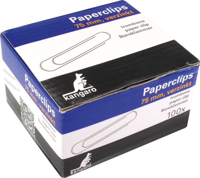 Kangaro paperclips - 75 mm - rond - 100 stuks - verzinkt - k-10075
