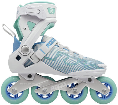 Roces r-evo 84 skeelers – 84mm – softboot – extra comfort stabiliteit – heel lock easy entry – abec-7 – fitness inline skates – dames – wit azuurblauw – maat 38