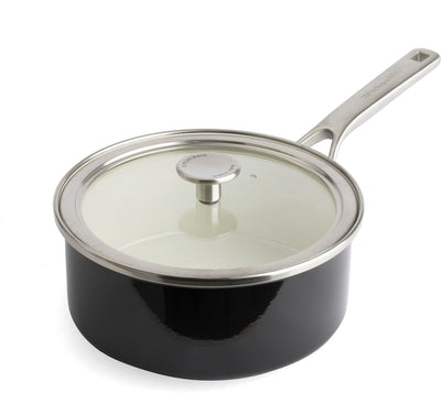 Kitchenaid steel core enamel steelpan 20cm 2,4l - onyx zwart - inductie - pfas-vrij