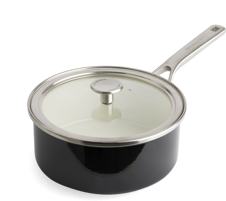 Kitchenaid steel core enamel steelpan 20cm 2,4l - onyx zwart - inductie - pfas-vrij