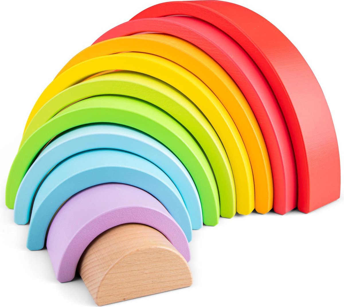 New classic toys ® houten regenboog stapelaar - 10 onderdelen