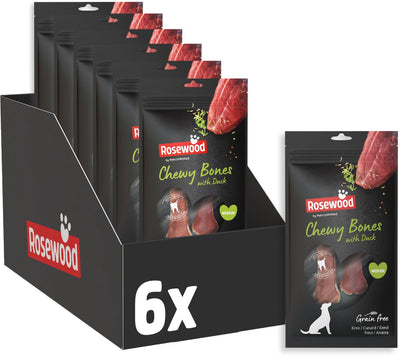 Rosewood chewy bones eend medium - hondensnack - kauwkluiven met eend en runderhuid - graanvrij - 6 x 80 g