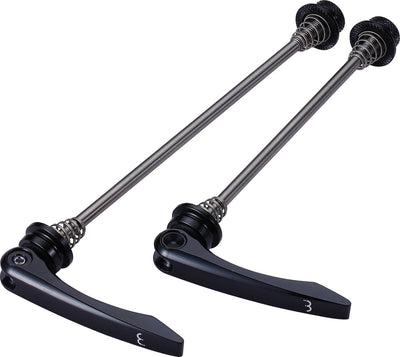 Bbb cycling quick release set lightblock - lichtgewicht snelspanners fiets voor- en achterwiel - titanium - 100mm 130mm - bqr-11
