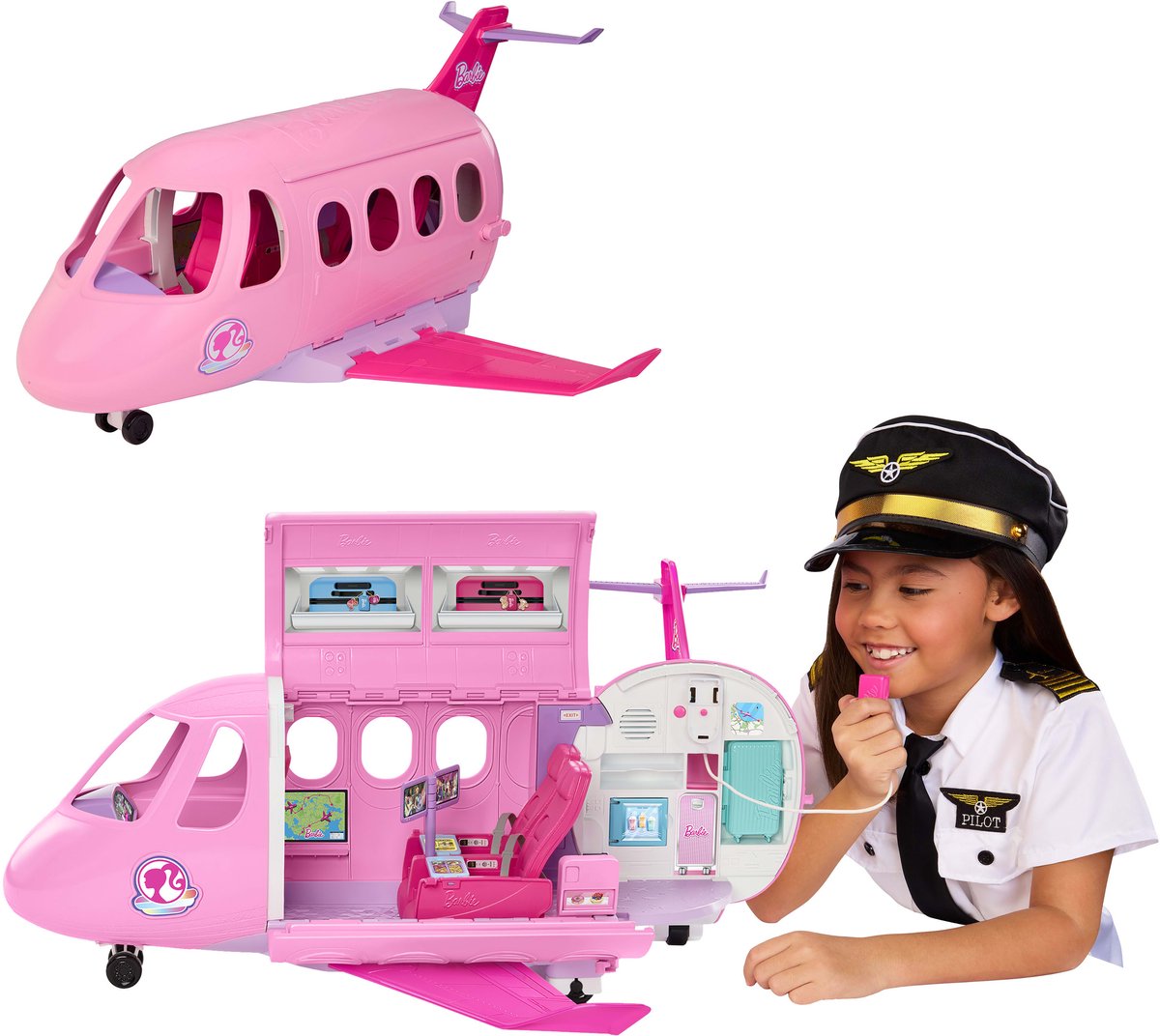 Barbie droomland droomvliegtuig - met werkende microfoonfunctie en geluid