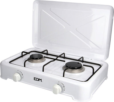 Edm 2-pits gaskooktoestel - camping - butaangas - 46x30x12 cm - wit