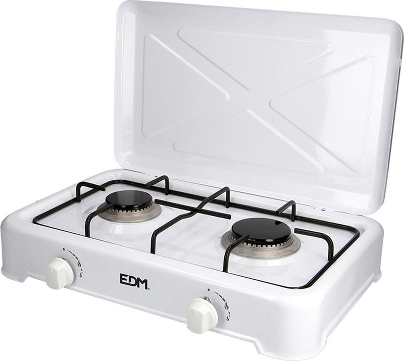 Edm 2-pits gaskooktoestel - camping - butaangas - 46x30x12 cm - wit