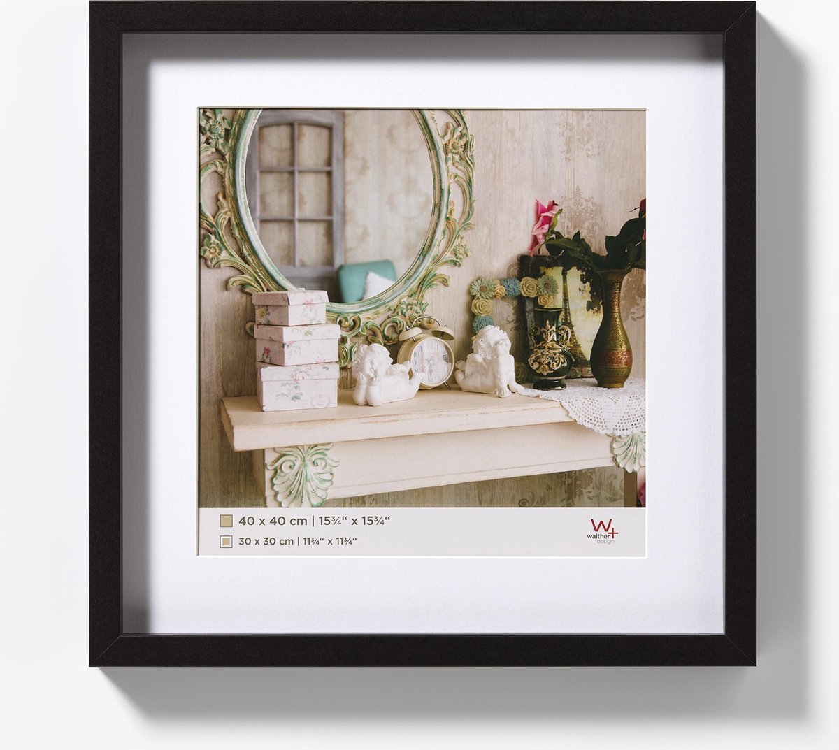 Walther stockholm - 3d mdf houten lijst - fotoformaat 40x40 cm - zwart