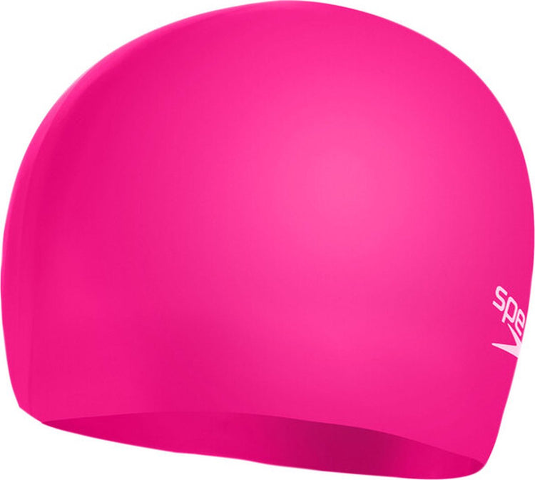 Speedo plain moulded silicone junior badmuts kinderen - zwemmuts kind - 100% silicone - beschermt tegen chloor - ergonomisch 3d design - trekt niet aan het haar - roze - one size