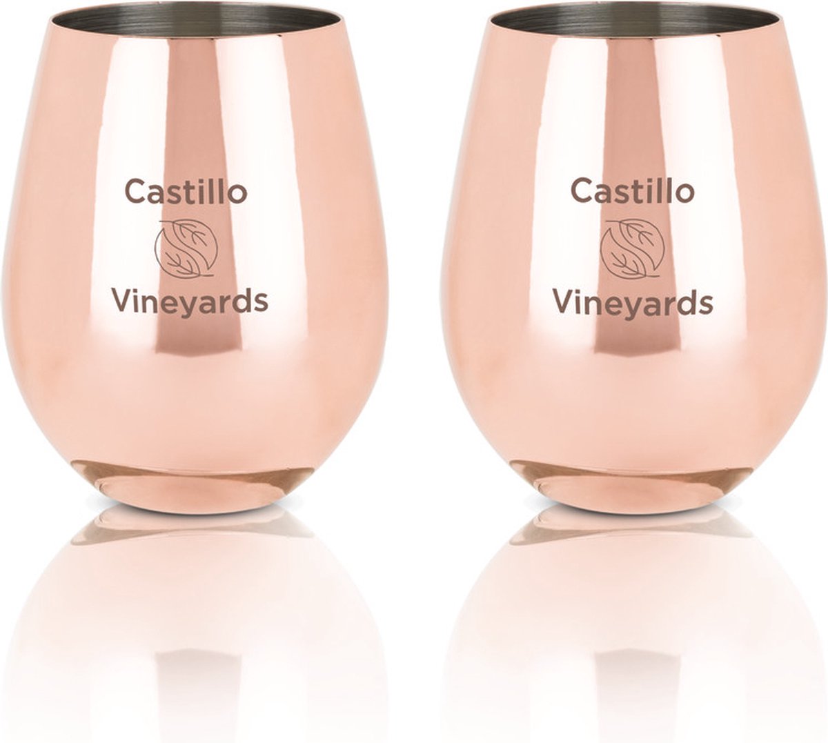 Viski stemless wijnglas - rvs - 532ml - koperkleurig - set van 2