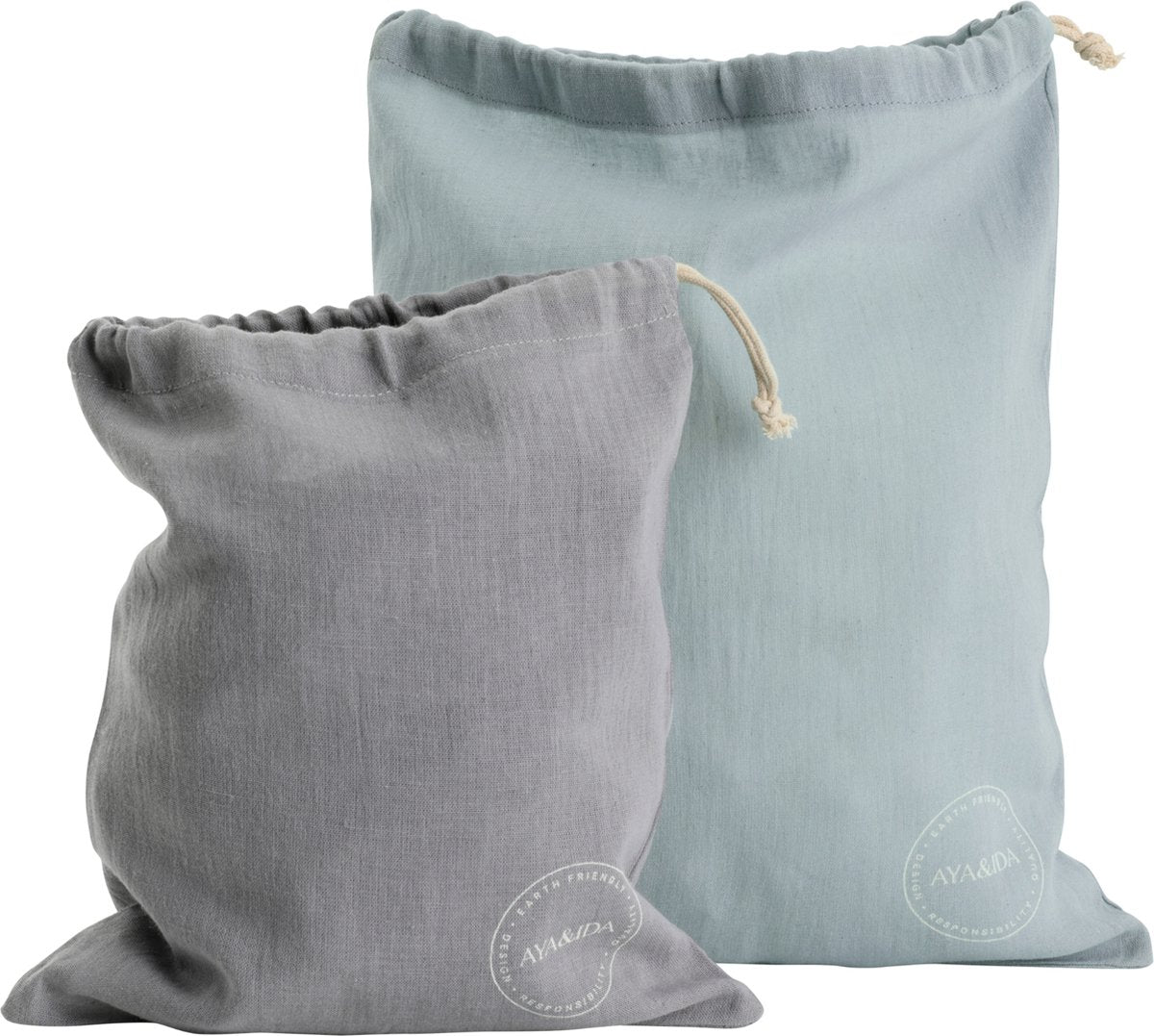 Aya ida aya ida - cotton bags - katoenen tas - lunchbox - herbruikbaar - dark grey mint green