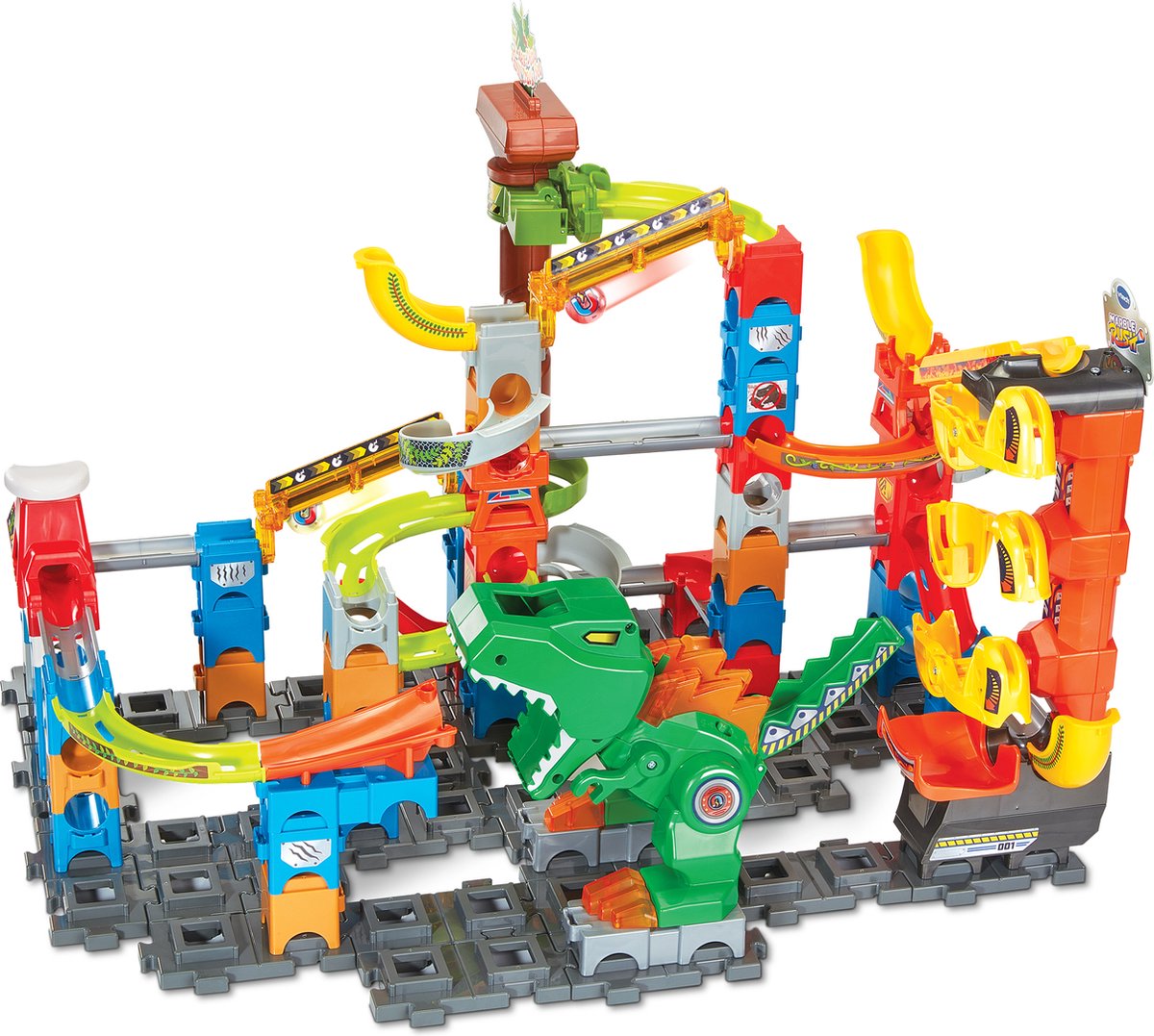 Vtech marble rush dino adventures magnetic set xl400e knikkerbaan - dinosaurus speelgoed - inclusief elektronische lift en magnetische elementen - speelgoed vanaf 4 jaar