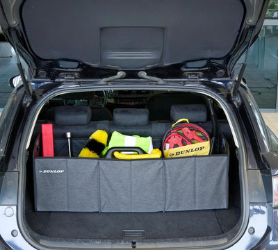 Dunlop kofferbak organizer 96x34x34 cm - opvouwbare auto kofferbak tas met 4 vakken - organizer met handvatten en verstevigde bodem - voor rijden en reizen