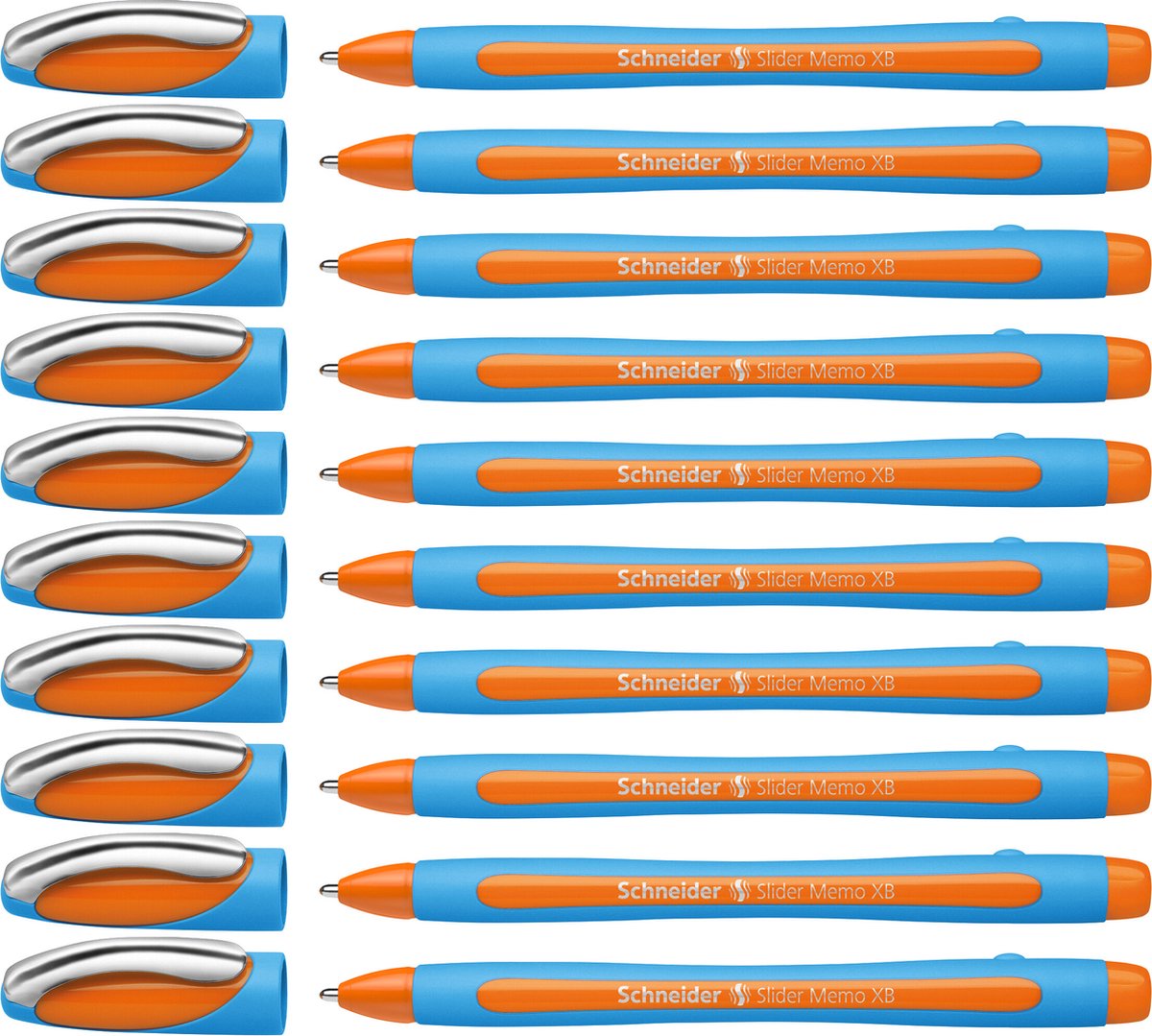 Schneider schrijfwaren schneider balpen - slider memo - penpunt xb - schrijfbreedte 1,4mm - oranje - 10 stuks - s-150206-10