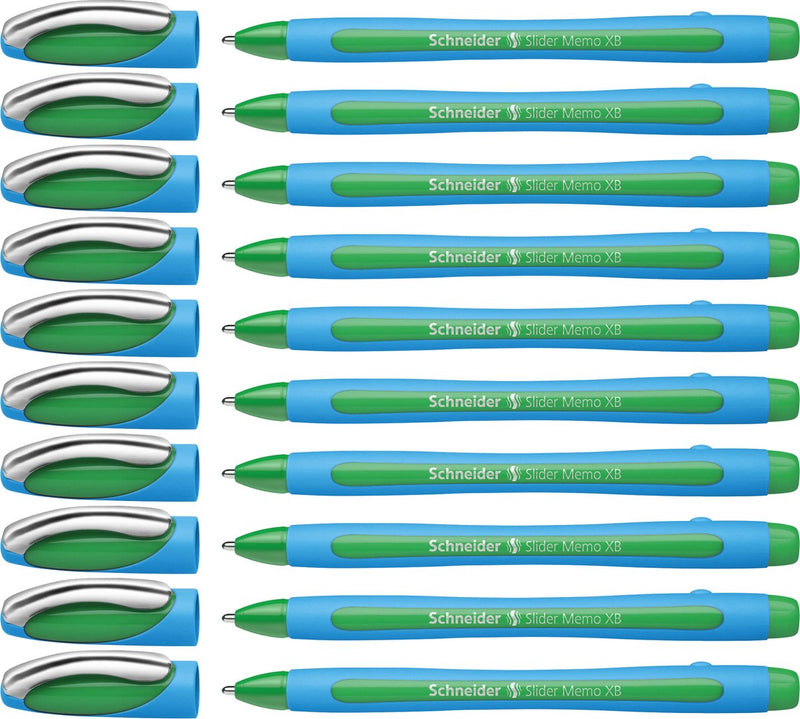 Schneider schrijfwaren schneider balpen - slider memo - xb - 1,4mm - groen - 10 stuks - s-150204-10