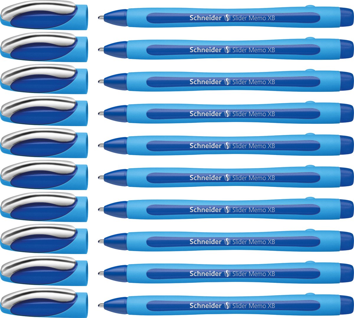 Schneider schrijfwaren schneider balpen - slider memo - xb - 1,4mm - blauw - 10 stuks - s-150203-10