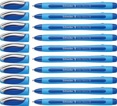 Schneider schrijfwaren schneider balpen - slider memo - xb - 1,4mm - blauw - 10 stuks - s-150203-10