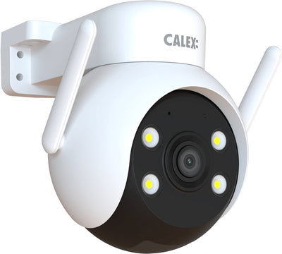 Calex beveiligingscamera voor buiten - 2k - pan tilt - slimme bewakingscamera met nachtzicht - bewegingsdetectie 2‑weg audio - wit