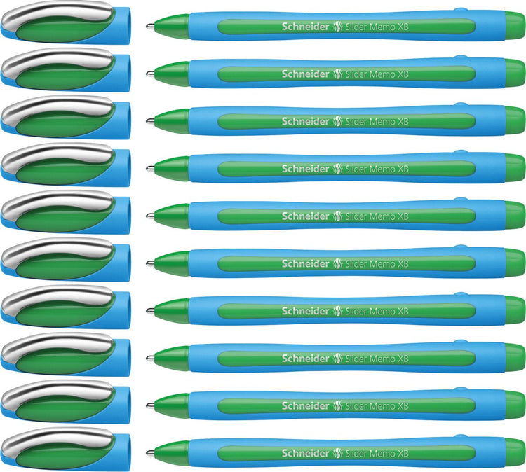 Schneider schrijfwaren schneider balpen - slider memo - xb - 1,4mm - groen - 10 stuks - s-150204-10