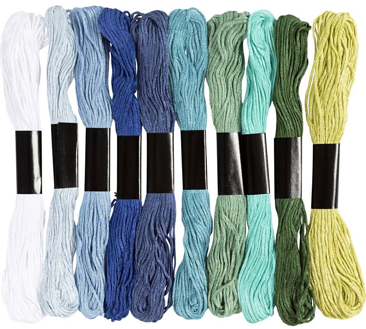 Creativ company cc borduurgaren blauw groen harmonie 10 kleuren van elk 8m