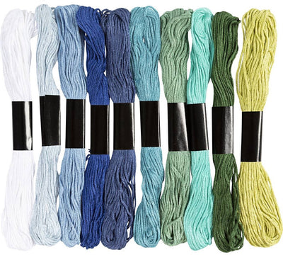 Creativ company cc borduurgaren blauw groen harmonie 10 kleuren van elk 8m