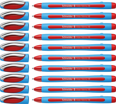 Schneider schrijfwaren schneider balpen - slider memo - penpunt xb - schrijfbreedte 1,4mm - rood - 10 stuks - s-150202-10