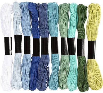 Creativ company cc borduurgaren blauw groen harmonie 10 kleuren van elk 8m