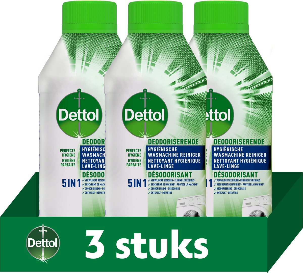 Dettol - hygiënische wasmachine reiniger - 3 x 250 ml
