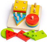 Bigjigs speelgoed bigjigs houten vormen stapelspel, 17dlg. - afbeelding 1