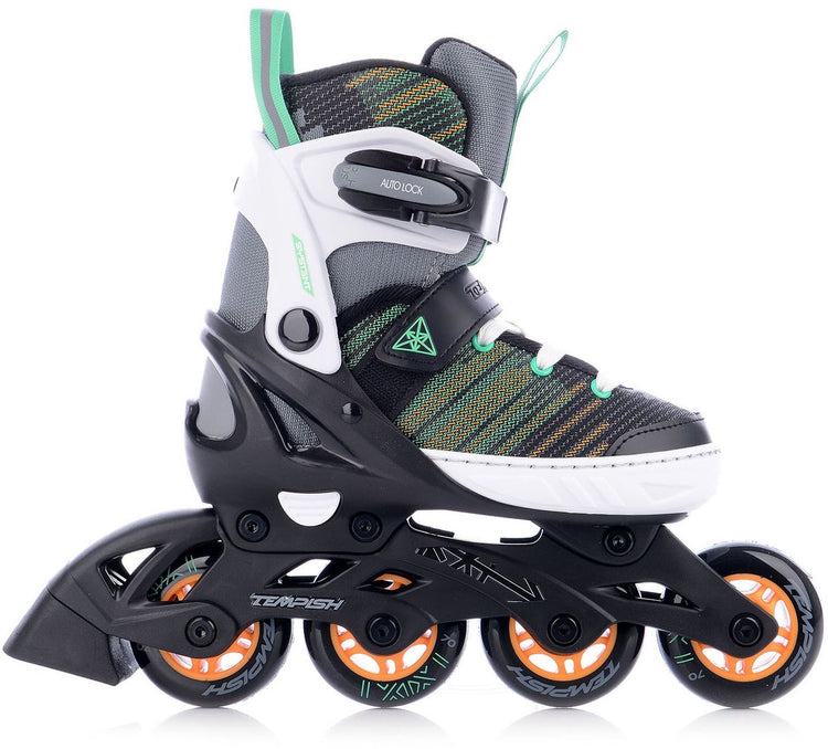 Tempish systent skeelers - inline skates - verstelbaar - zwart groen oranje - maat 29-32