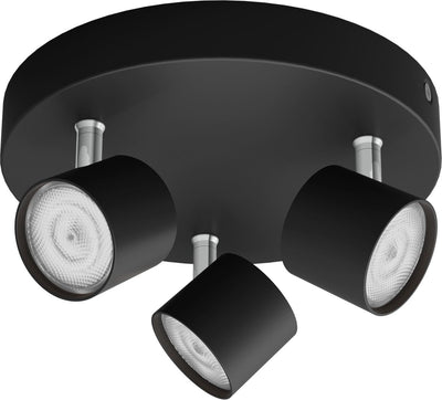 Philips led philips star opbouwspot - 3-lichts - zwart