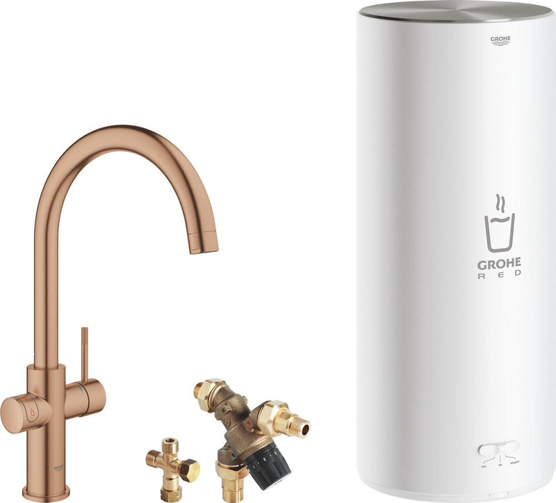Grohe red 3in1 kokendwaterkraan - c uitloop - 7l boiler - mengventiel - warm sunset geborsteld (mat brons) - 30031dl1