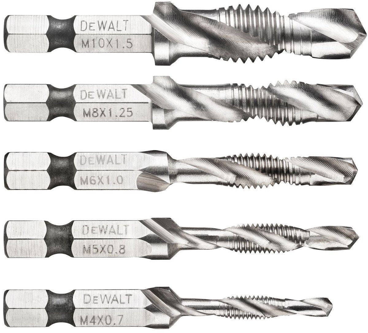 Dewalt accessoires dt50060 | tap drill bit set | 1 4 hex | metrische draad m4 m5 m6 m8 m10 - dt50060-qz